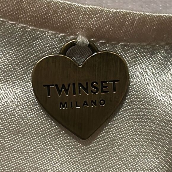 Twinset Women's S Sleeveless Satin Keyhole Blouse Ivory Cream Quiet Luxury New - Picture 8 of 11